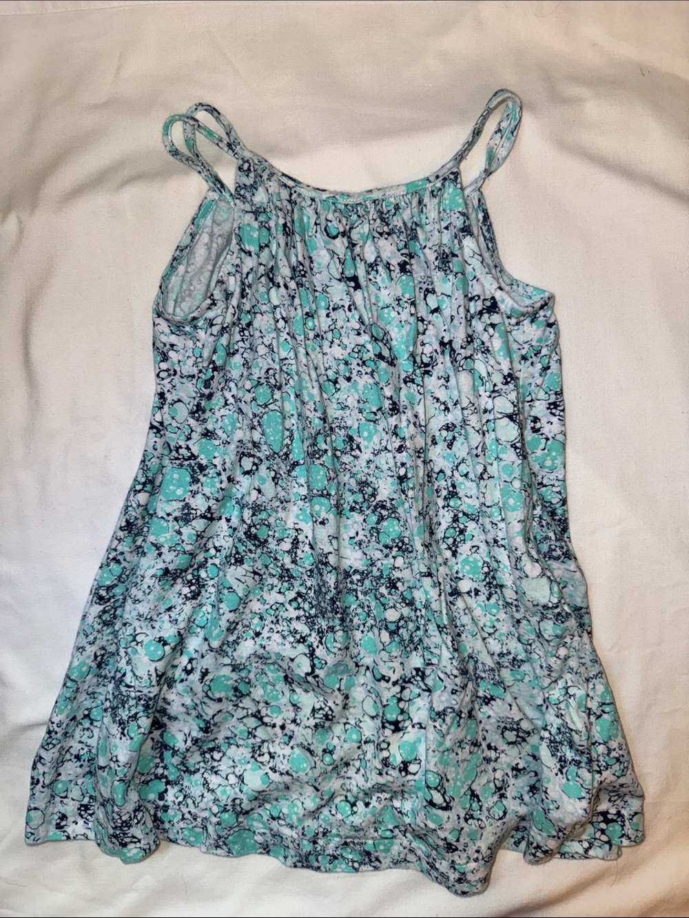 Girls' Mint Marble-Print Sundress with Adjustable Straps size 3
